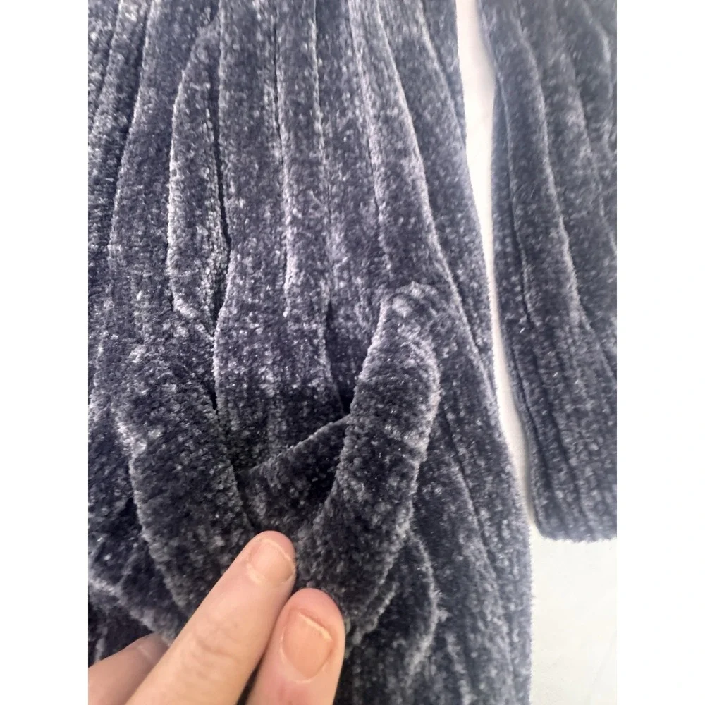 Gianni Bini Gray‎ Chenille Ribbed Open Front Longline Cardigan Sweater Small